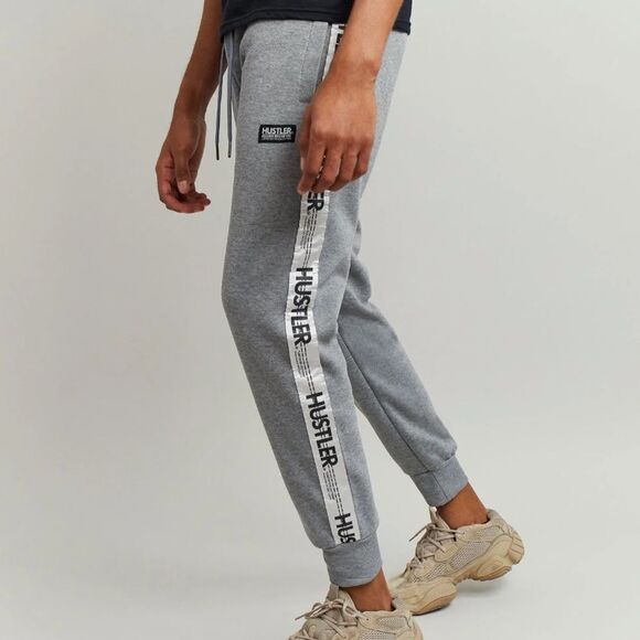 Reason Hustler Limited Edition Collection Logo Tape Joggers In Heather Grey - Picture 1 of 11
